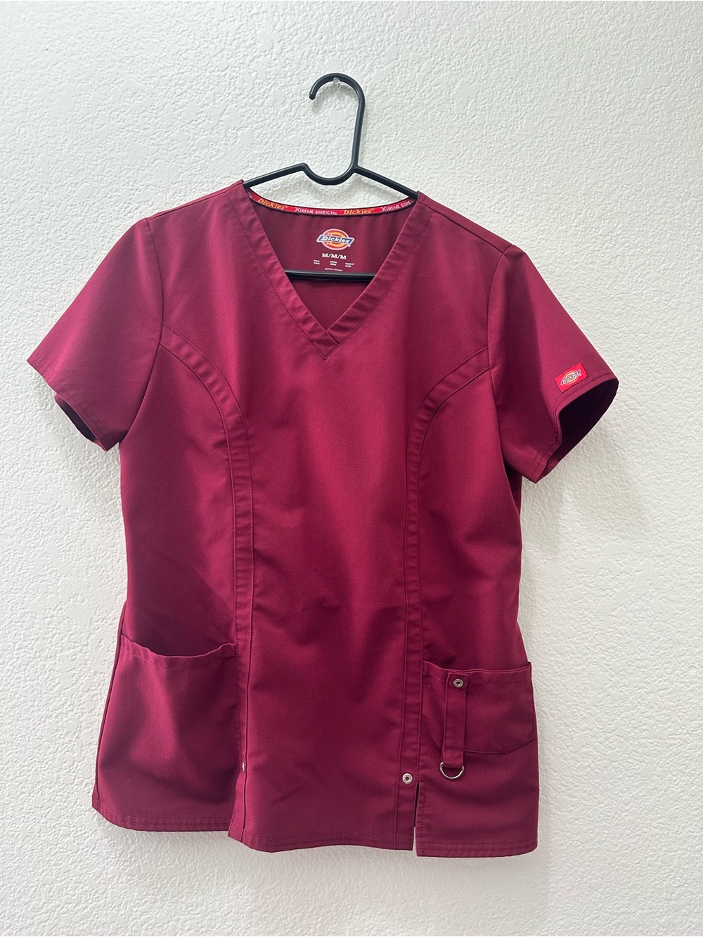 Dickies Women's Burgundy V-Neck Short Sleeve Scrub Top